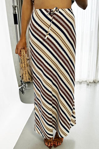 Marquez Skirt - High Waist A Line Midi - Stripe