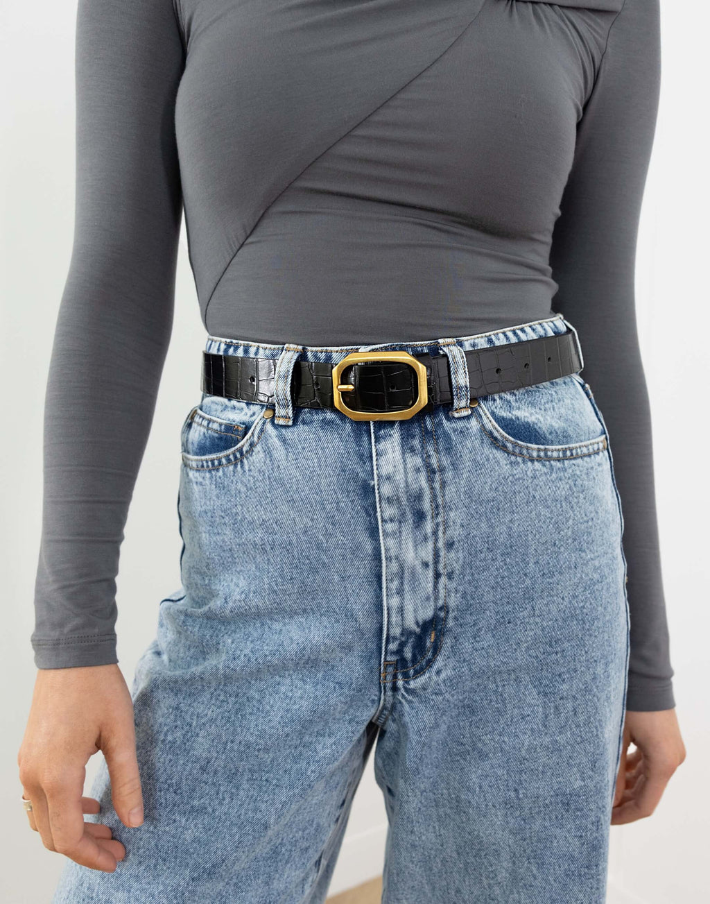Croc Leather Belt