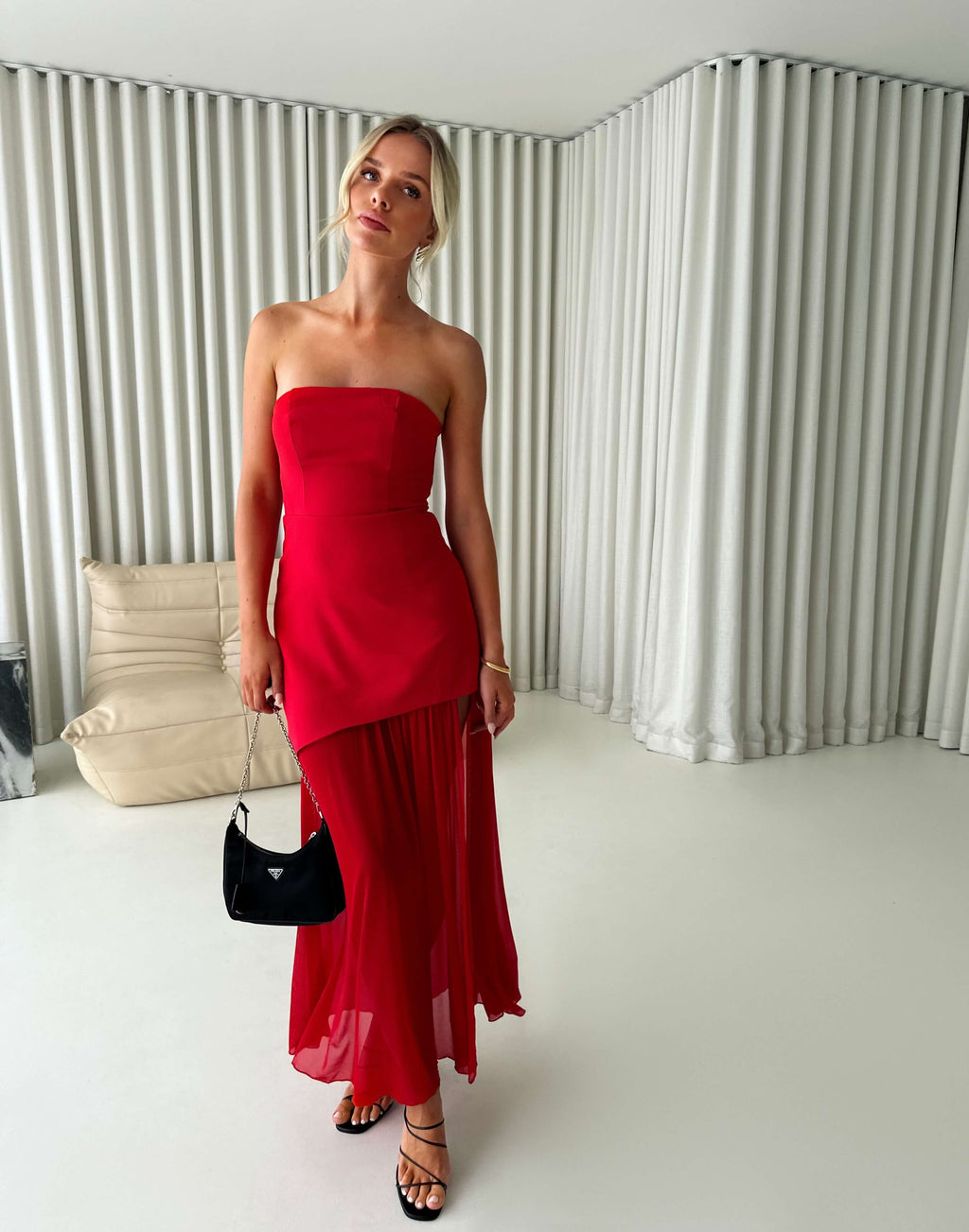 She Fells Queen Maxi Dress Metallic Red - Stretch Polyester Fabric For Exceptional Comfort main image 0