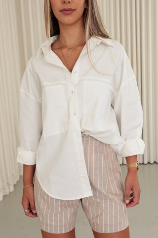 Bixler Shirt - Collared Button Down Shirt- White