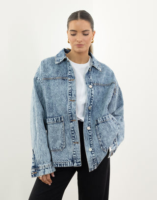 Marnie Shacket - Relaxed Fit Denim Shacket - Blue