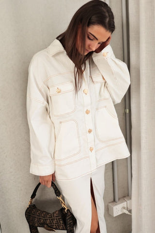 Button Down Oversized Long Sleeve White