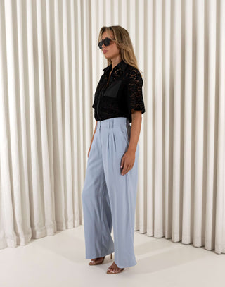 Black-relaxed-lace-shirt-with-collar-short-sleeves-and-button-front