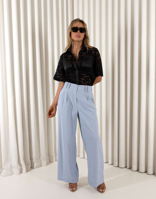 Blue-wide-leg-high-waist-dress-pants-with-side-pockets