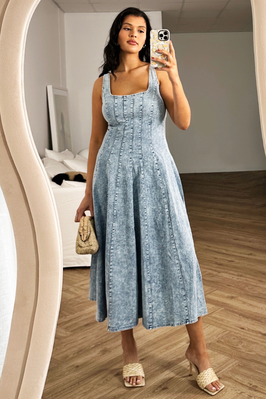 Denim sales midi dress