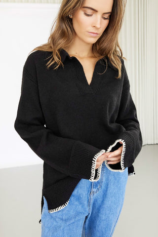 art-knit-oversized-collared-v-neck-knit-black