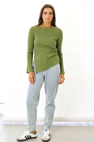 Blair Top - Long Sleeve Fitted Knit Top - Green