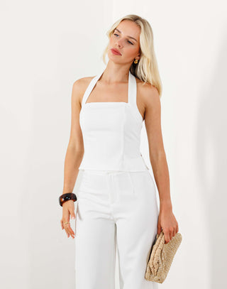 Calle Pants - High Waist Relaxed Pants - White