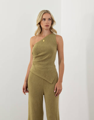 Camille Pants - High Waist Relaxed Fit - Olive