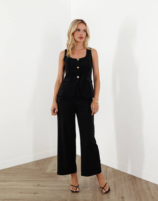 Erenza Pants - High Waist Tailored Pants - Black