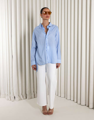 White high waist straight leg dress pants with waist panel