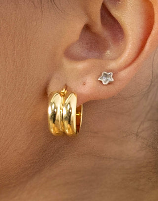 Jerrod Earrings - 18K Gold Plated Double Hoop Earrings - Gold