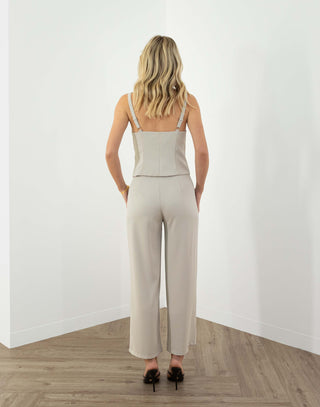 John Pants - High Waist Tailored Pants - Stone