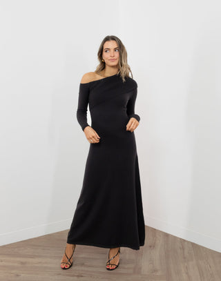 jordan-dress-off-one-shoulder-a-line-knit-dress-black