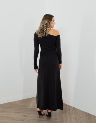 jordan-dress-off-one-shoulder-a-line-knit-dress-black