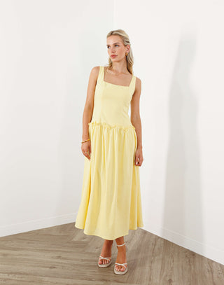 kailua-dress-drop-waist-sqaure-neck-midi-yellow