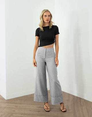 Lucien Crop - Short Sleeve Asymmetrical Crop - Black