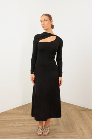 mathew-dress-fitted-twist-long-sleeve-midi-black