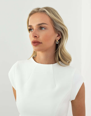 Mathieu Dress - Cap Sleeve Structured Mini - White