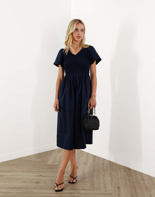  mattson-dress-fitted-bust-short-sleeve-midi-deep-navy