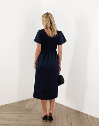  mattson-dress-fitted-bust-short-sleeve-midi-deep-navy