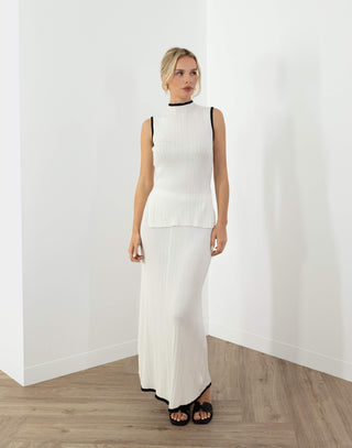 Millie Skirt - High Waist BIas Cut Maxi Skirt - White