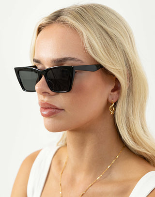 Nelli Sunglasses - Square Cat Eye Sunglasses - Black