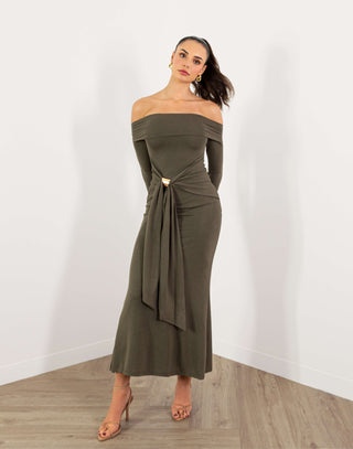 nigel-dress-off-shoulder-long-sleeve-midi-olive