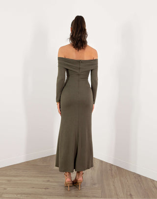 nigel-dress-off-shoulder-long-sleeve-midi-olive