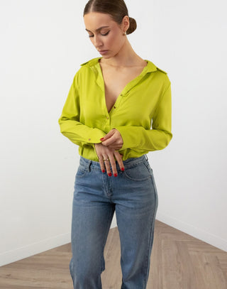 Olina Blouse - Relaxed Long Sleeve Blouse - Green