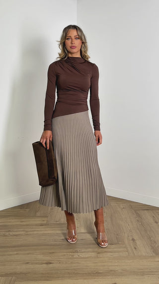 melissa-top-gathered-asymmetrical-hemline-fitted-top-brown
