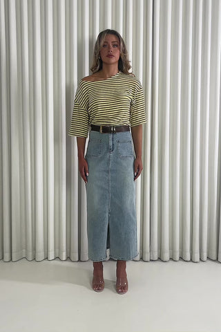 Martin stripe versatile off shoulder long length top