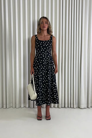 Christine black A-line 100% cotton dress