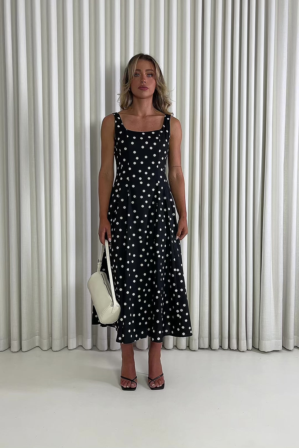 Christine black A-line 100% cotton dress