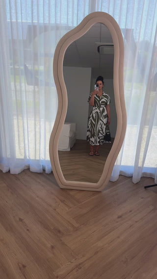 Dress - Linen Collared Button Down Short Sleeve Midi