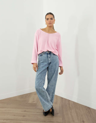  raven-knit-oversized-v-neck-knit-pink