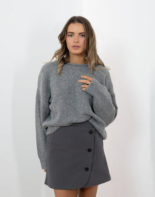 Sloane Skirt - High Waist Mini Skirt - Grey