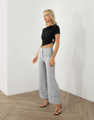 Sofia Pants - High Waist Relaxed Pant - Grey