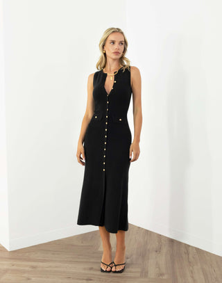 tia-dress-high-neck-fitted-button-up-midi-black