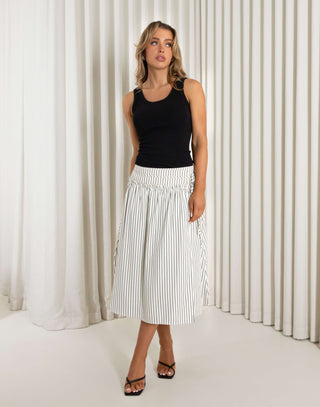 Black ribbed longline round neck top with full stretch