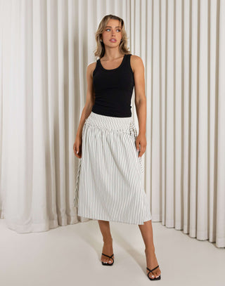 Black ribbed longline round neck top with full stretch