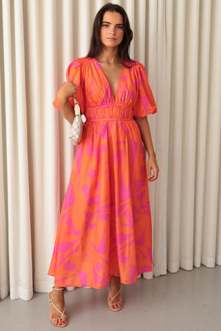 Winchester Dress - Orange & Pink